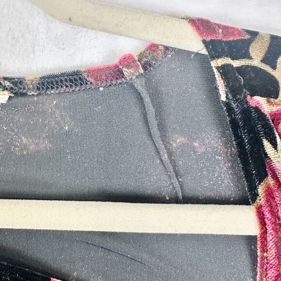 Vintage Velvet Mesh Flare Sleeve Top Large Whimsigoth Dark Floral Grunge Fairy - Picture 5 of 6